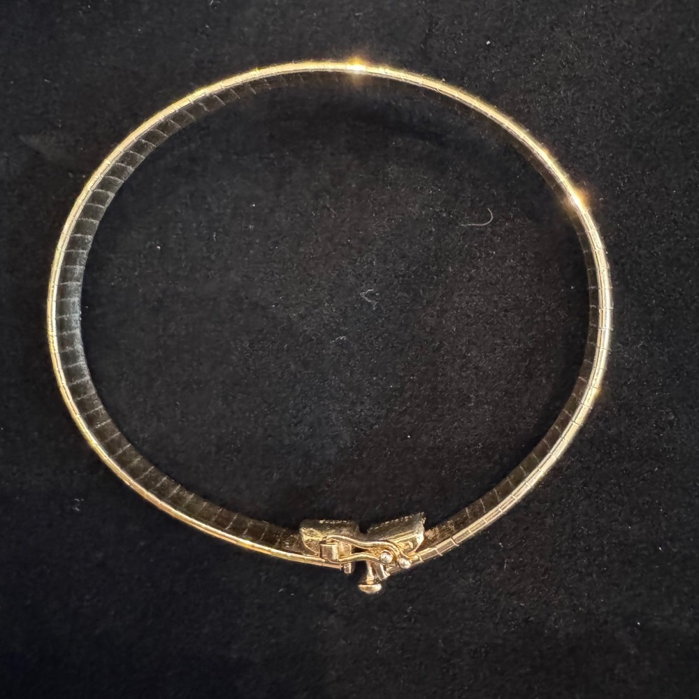 Alabaster 14KT GP Omega Chain Bracelet Gold Tone 7.25 Inch Flat Link Vintage - Picture 13 of 13